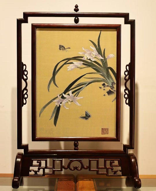 Chinese Silk Tapestry KESI -- Butterfly and Orchid
